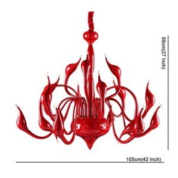 Modern Chandelier Light 18 Lights G4 Red Painting
