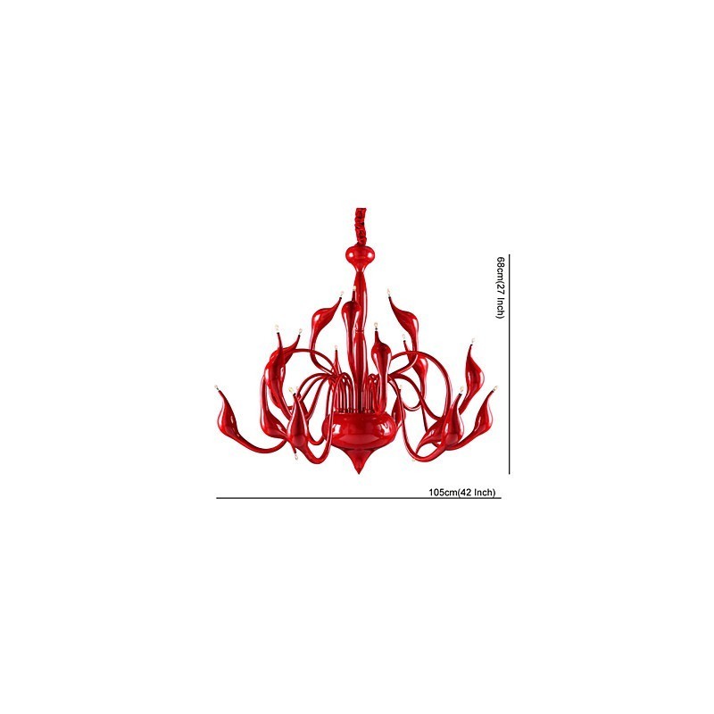Modern Chandelier Light 18 Lights G4 Red Painting