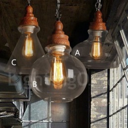 Retro Vintage Pendant Light with Glass Shade Lamp