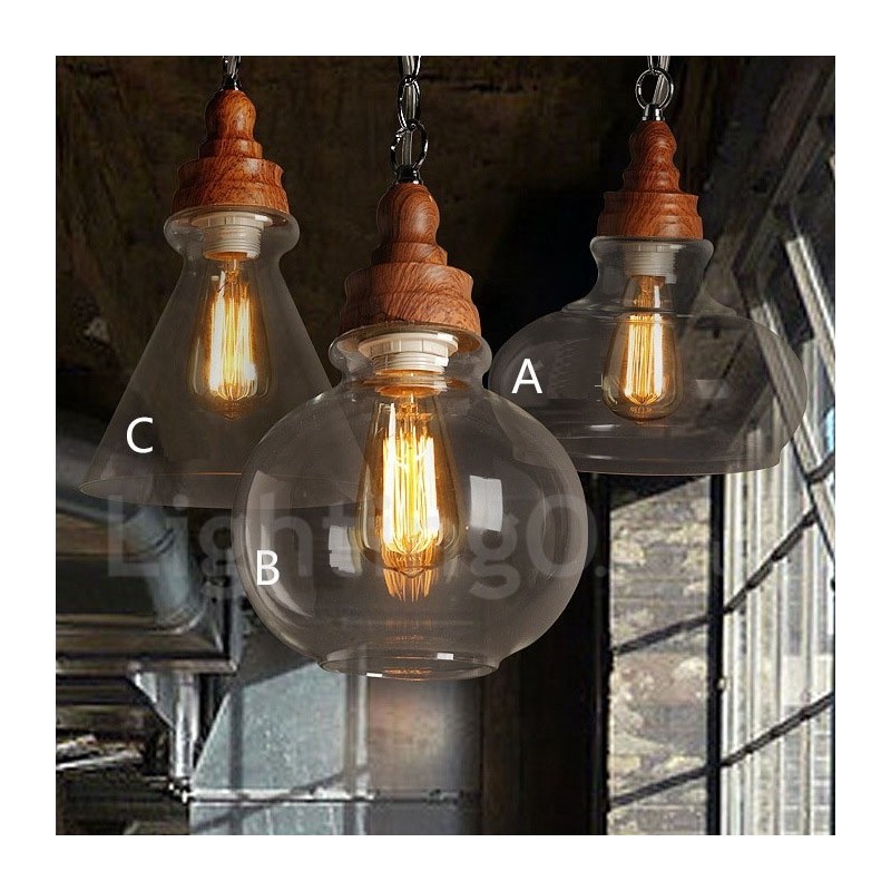 Retro Vintage Pendant Light with Glass Shade Lamp