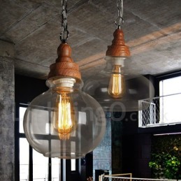 Retro Vintage Pendant Light with Glass Shade Lamp