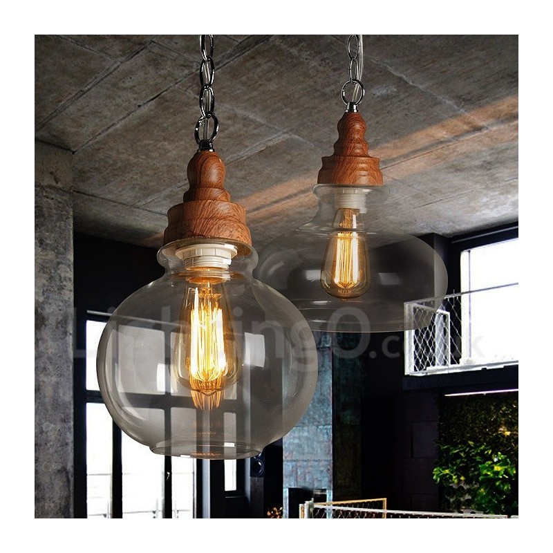 Retro Vintage Pendant Light with Glass Shade Lamp