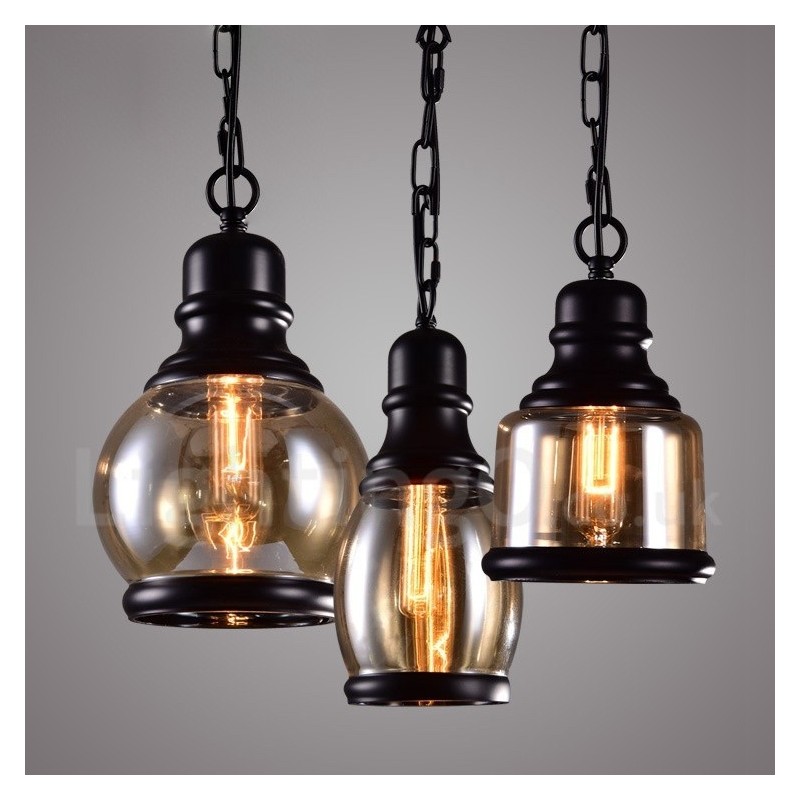 Retro Vintage Pendant Light with Glass Shade Lamp