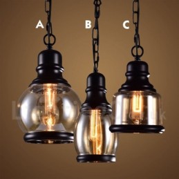 Retro Vintage Pendant Light with Glass Shade Lamp