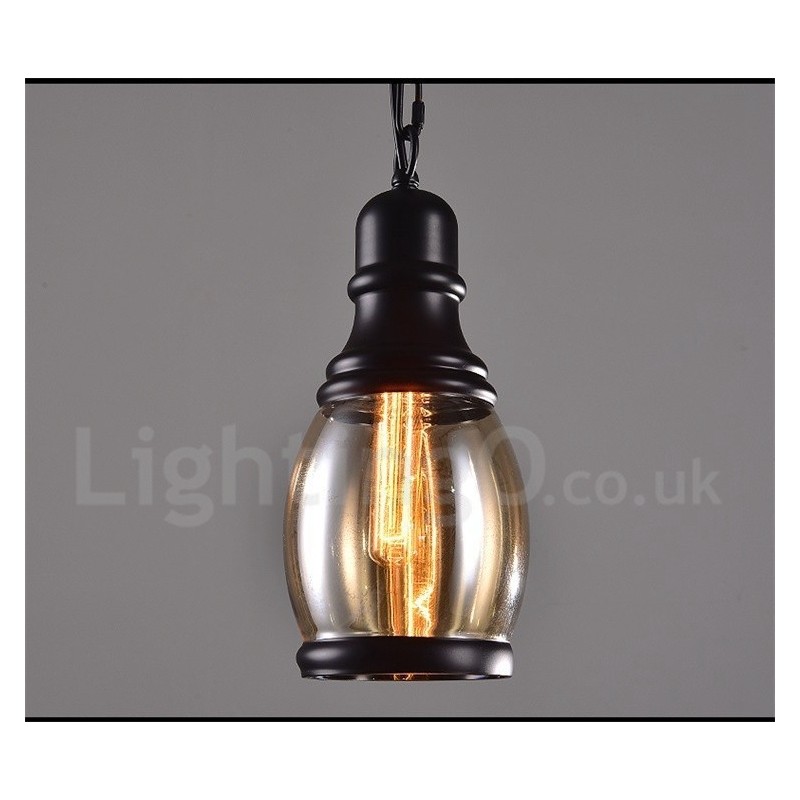 Retro Vintage Pendant Light with Glass Shade Lamp