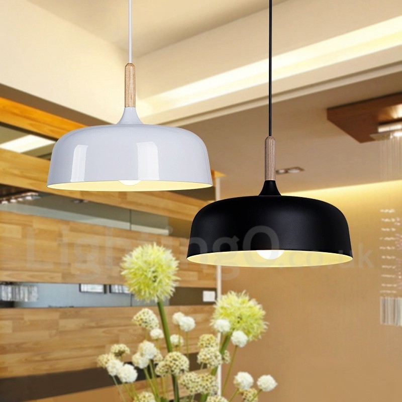 Modern Contemporary Wood Metal Pendant Light