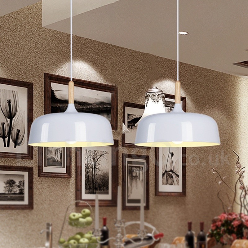 Modern Contemporary Wood Metal Pendant Light