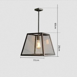 Vintage Metal Pendant Light with Glass Shade