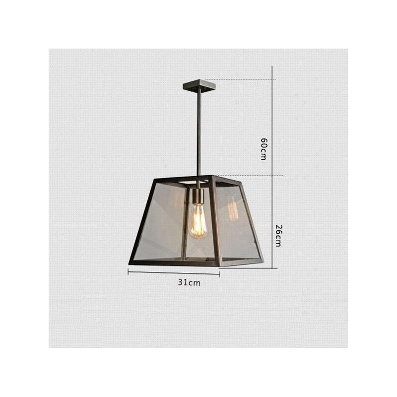 Vintage Metal Pendant Light with Glass Shade