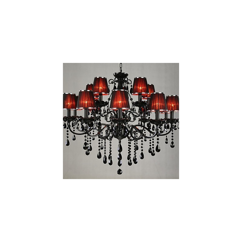 Chandelier Crystal Modern Contemporary Crystal 15 Light Red
