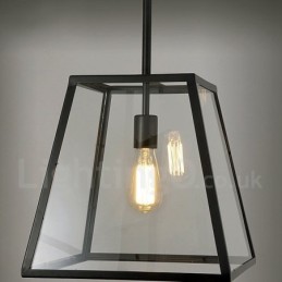 Vintage Metal Pendant Light with Glass Shade