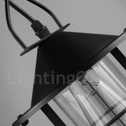 Vintage Metal Pendant Light with Glass Shade