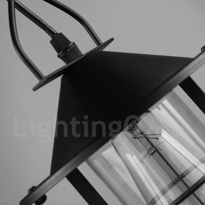 Vintage Metal Pendant Light with Glass Shade