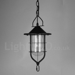 Vintage Metal Pendant Light with Glass Shade