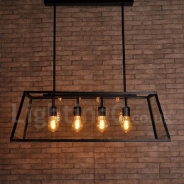 Rustic Lodge Vintage Metal Pendant Light with Glass Shade