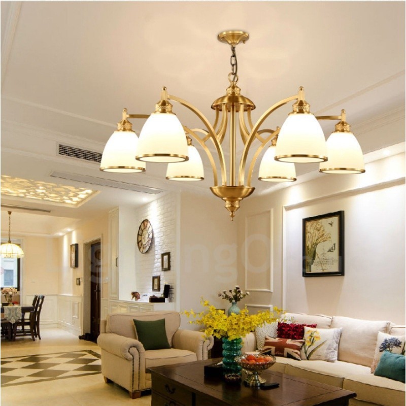 6 Light Rustic Lodge Integrated Metal Copper Chandelier