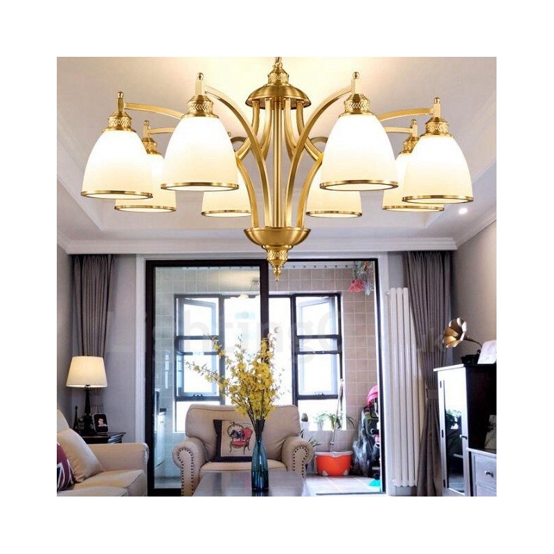 8 Light Rustic Lodge Integrated Metal Copper Chandelier