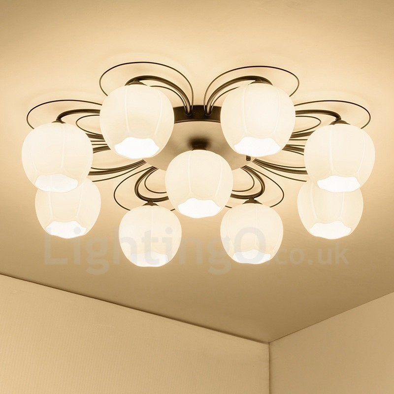 9 Light Rustic Lodge Integrated Chandelier