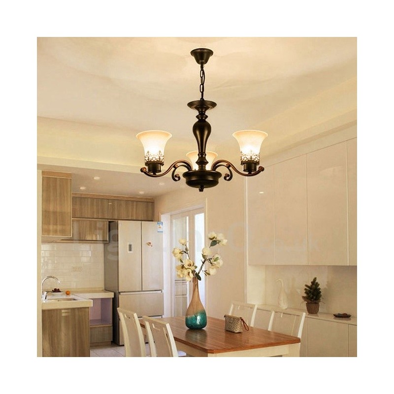 3 Light Rustic Lodge Integrated Metal Chandelier