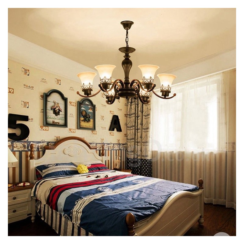 6 Light Rustic Lodge Integrated Metal Chandelier