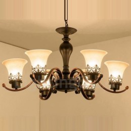 6 Light Rustic Lodge Integrated Metal Chandelier