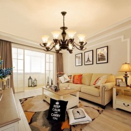 8 Light Rustic Lodge Integrated Metal Chandelier