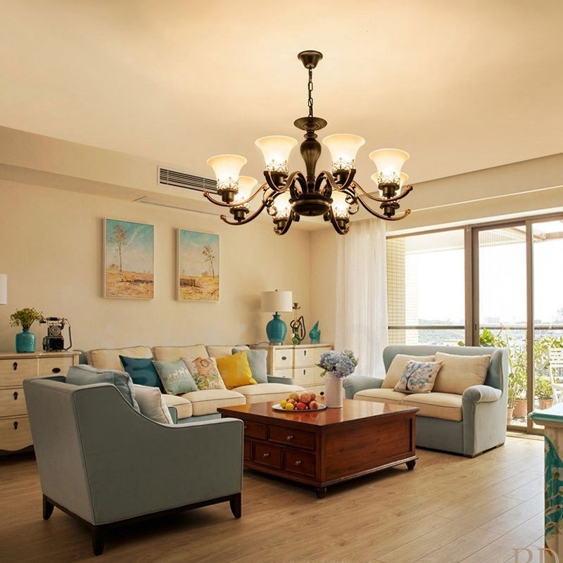 8 Light Rustic Lodge Integrated Metal Chandelier