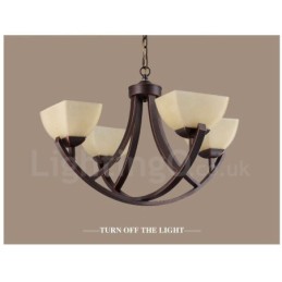 4 Light Rustic Lodge Integrated Metal Chandelier