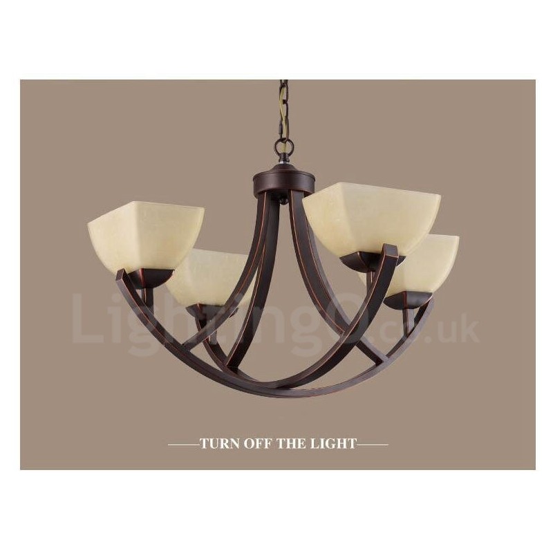 4 Light Rustic Lodge Integrated Metal Chandelier