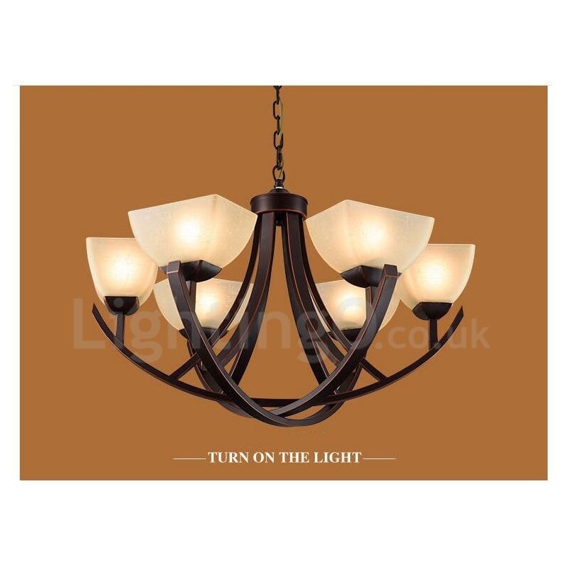 6 Light Rustic Lodge Integrated Metal Chandelier