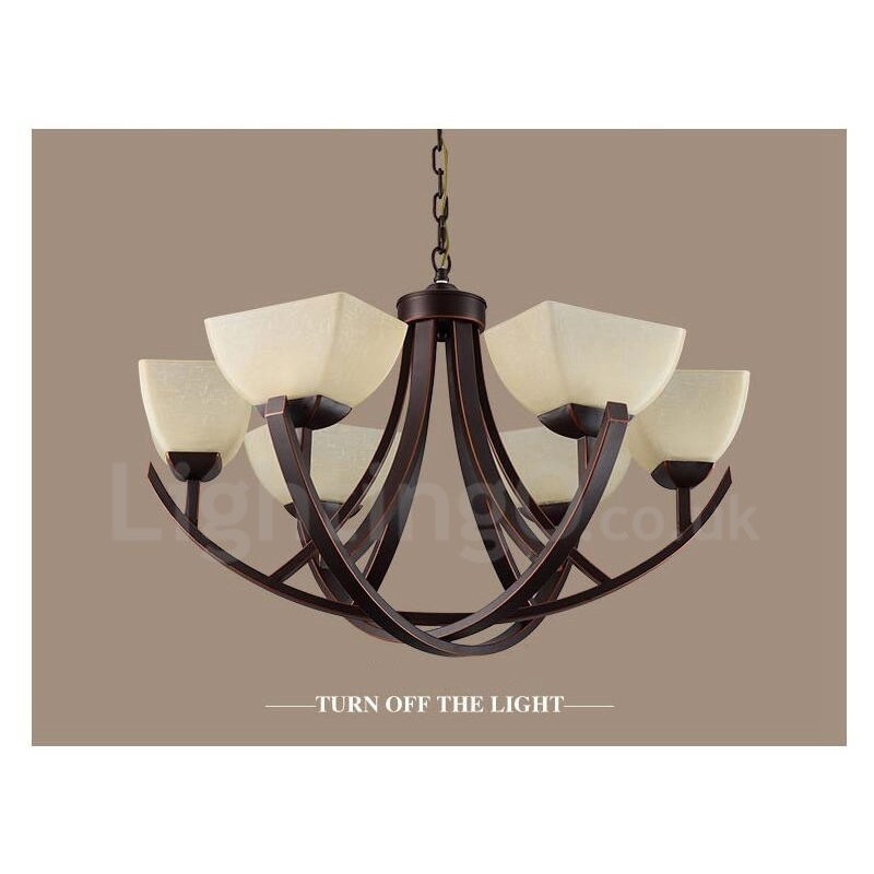6 Light Rustic Lodge Integrated Metal Chandelier