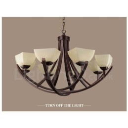 8 Light Rustic Lodge Integrated Metal Chandelier