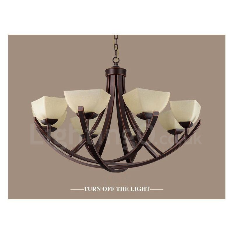 8 Light Rustic Lodge Integrated Metal Chandelier