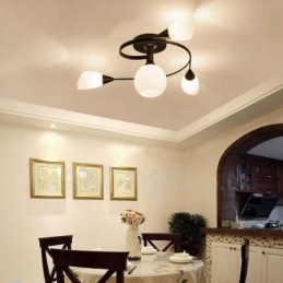 4 Light Rustic Lodge Integrated Chandelier with Glass Shade