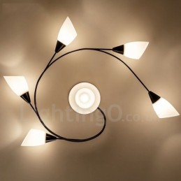 6 Light Rustic Lodge Integrated Chandelier with Glass Shade