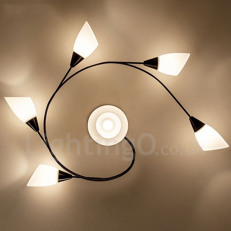 6 Light Rustic Lodge Integrated Chandelier with Glass Shade