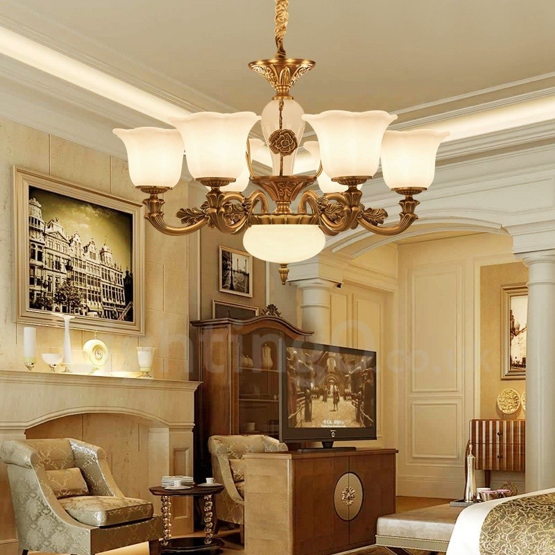 6 Light Traditional Classic Integrated Metal Luxury Chandelier