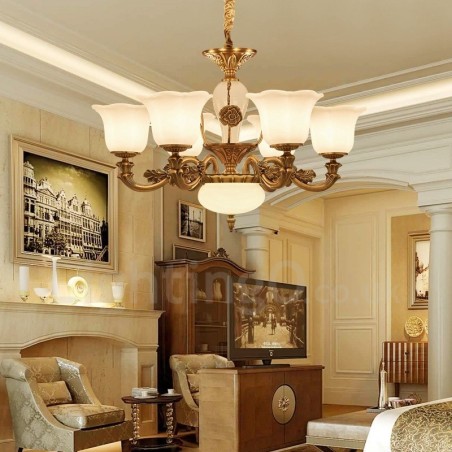6 Light Traditional Classic Integrated Metal Luxury Chandelier