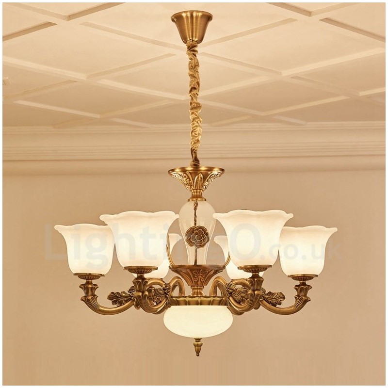 6 Light Traditional Classic Integrated Metal Luxury Chandelier