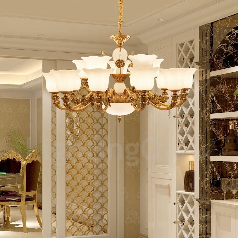 15 Light Traditional Classic Integrated Metal Luxury Chandelier