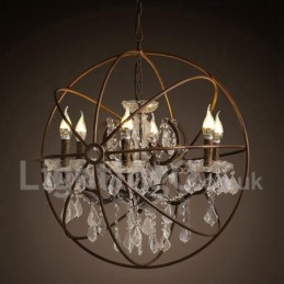 Diameter 60CM 80CM Vintage Crystal Painting Metal Chandelier Rusty Colour Pendant Light