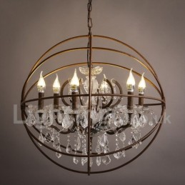 Diameter 60CM 80CM Vintage Crystal Painting Metal Chandelier Rusty Colour Pendant Light