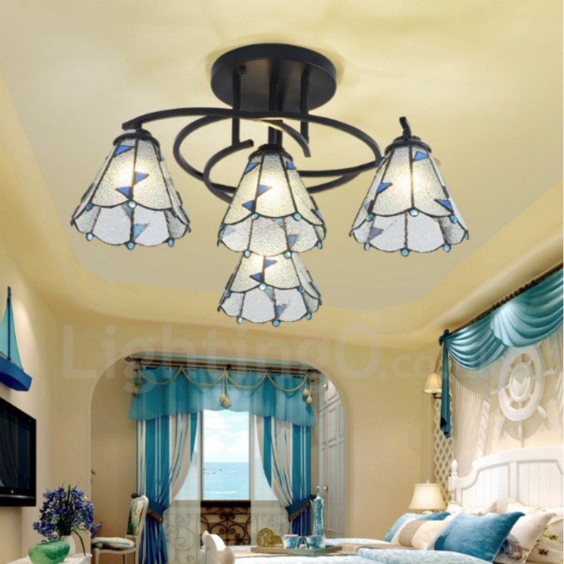 4 Light Mediterranean Style Integrated Bath Metal Chandelier