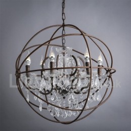 Diameter 60CM 80CM Vintage Crystal Painting Metal Chandelier Rusty Colour Pendant Light
