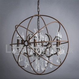 Diameter 60CM 80CM Vintage Crystal Painting Metal Chandelier Rusty Colour Pendant Light