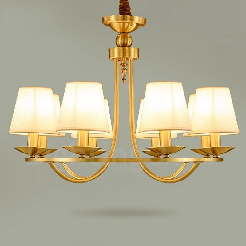 Brass 8 Light Rustic Lodge Integrated Metal Copper Chandelier