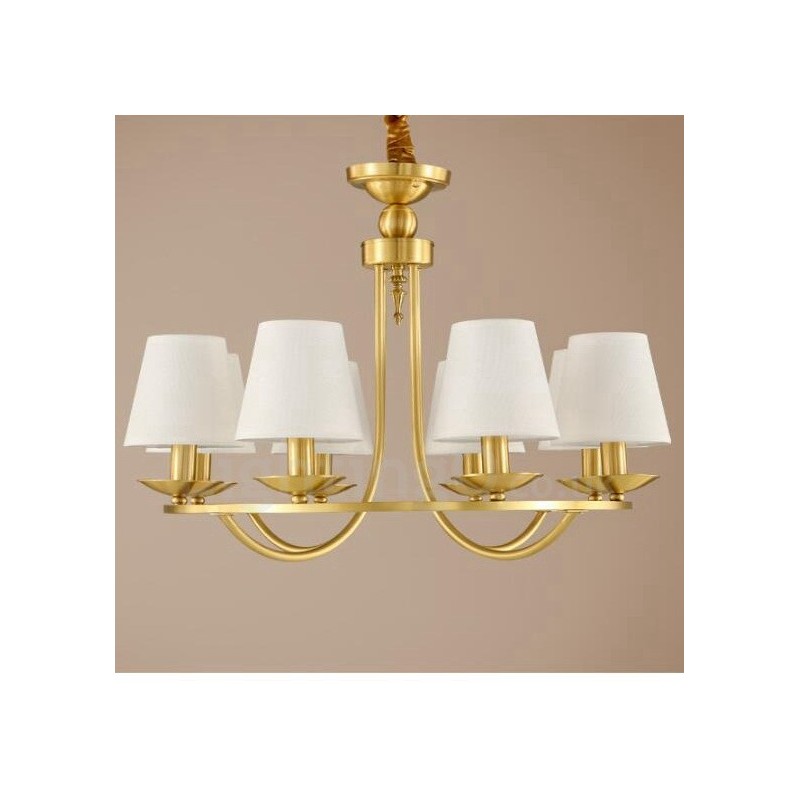 Brass 8 Light Rustic Lodge Integrated Metal Copper Chandelier