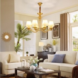 Brass 8 Light Rustic Lodge Integrated Metal Copper Chandelier