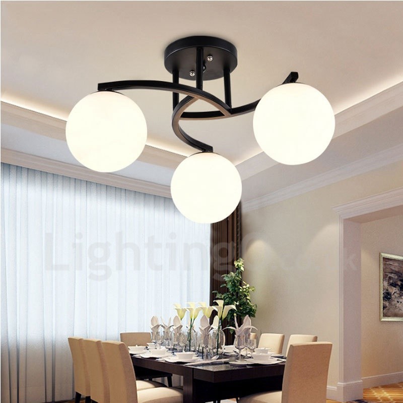 3 Light Rustic Lodge Integrated Chandelier with Glass Shade