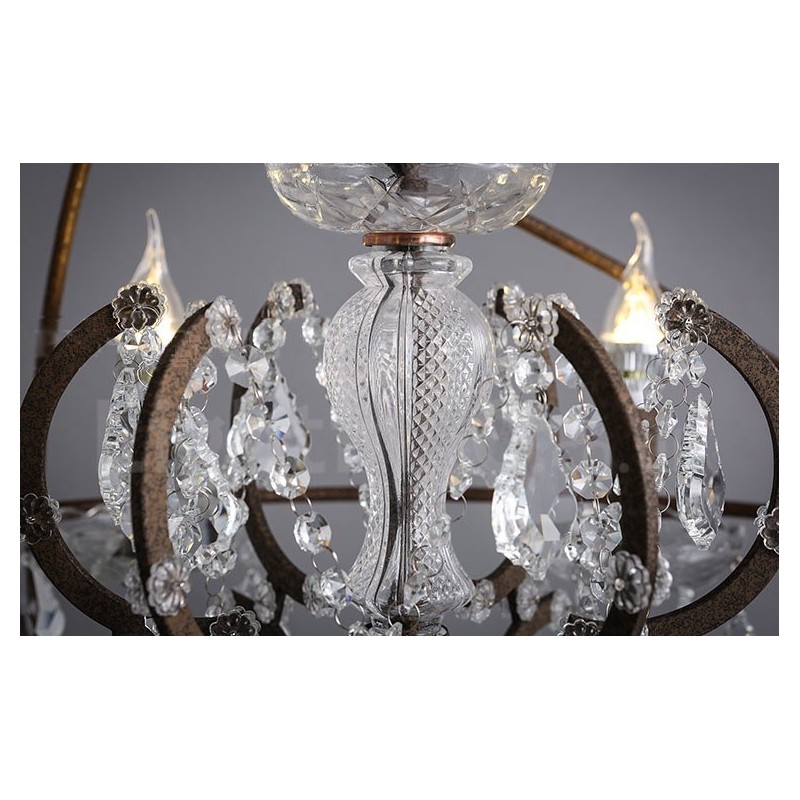 Diameter 60CM 80CM Vintage Crystal Painting Metal Chandelier Rusty Colour Pendant Light